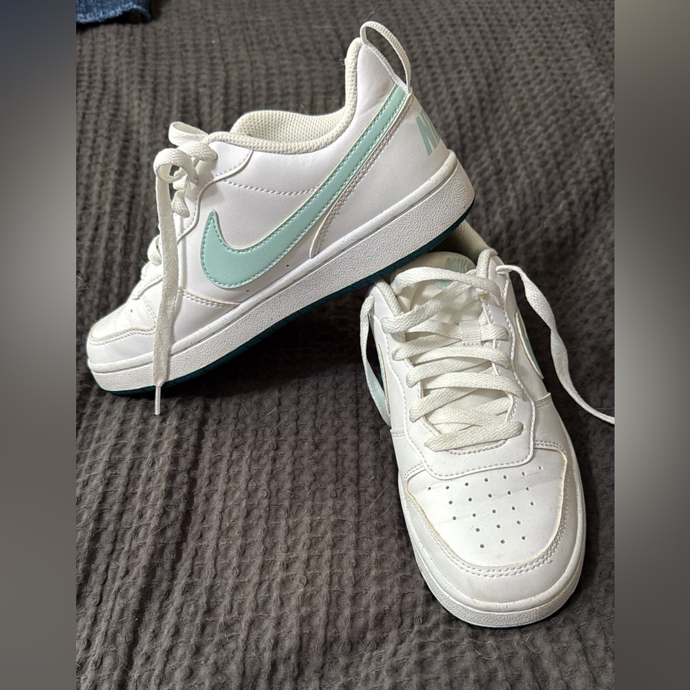 Nike White and Light Green Athletic Shoes